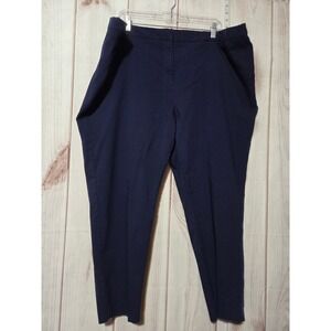 Simply Emma Navy Blue Stretch Cropped Pants Women's Plus Size 3X